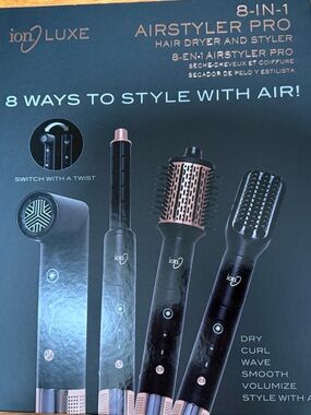 ion Luxe 8-in-1 Airstyler Pro Complete Set Black Rose Gold